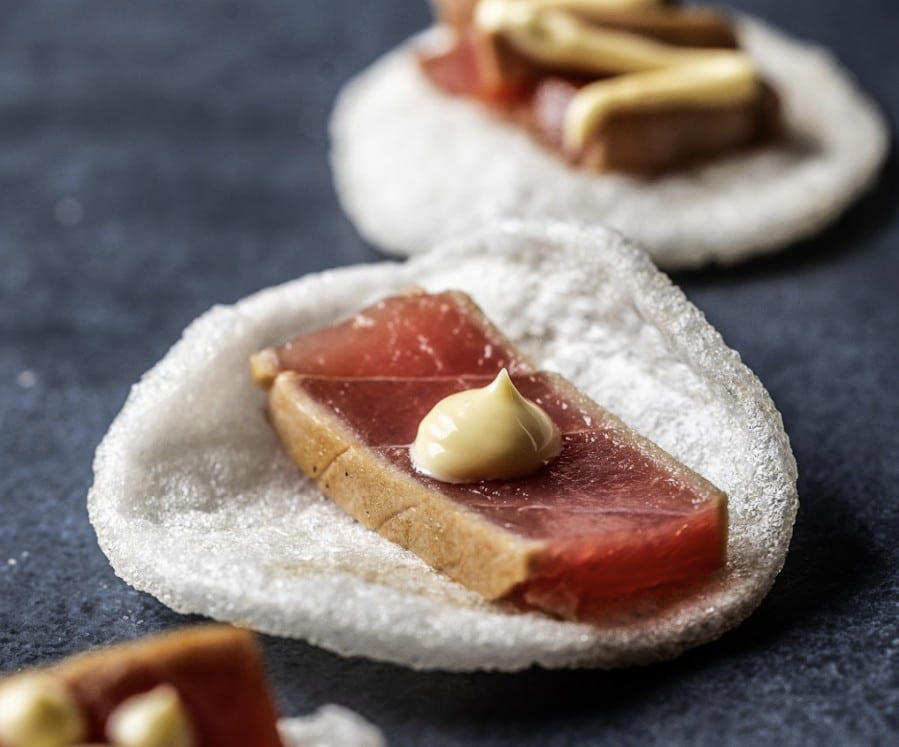 15. Iberico Bellota Ham – approx. 5/lb, 14. Matsutake Mushrooms – approx. 0/lb, 13. La Bonnotte Potatoes – approx. 5/lb, 12. Kobe Beef – approx. 0/lb, 11. White Alba Truffle – approx. ,860/lb, 10. Saffron – approx. ,300/lb, 9. Tahitian Vanilla Beans – approx. ,700/lb, 8. Almas Caviar – approx. ,700/lb, 7. Kopi Luwak Coffee – approx. ,140/lb, 6. Ayam Cemani Chicken – approx. ,150/lb, 5. Pule Cheese – approx. ,570/lb, 4. Densuke Black Watermelon – approx. ,000 each (up to ,500/lb), 3. White Winter Truffle (large specimens) – up to ,300/lb, 2. Edible Gold Flakes – approx. ,000/lb, 1. Fatty Bluefin Tuna (Toro from Hon-maguro) – up to ,000/lb