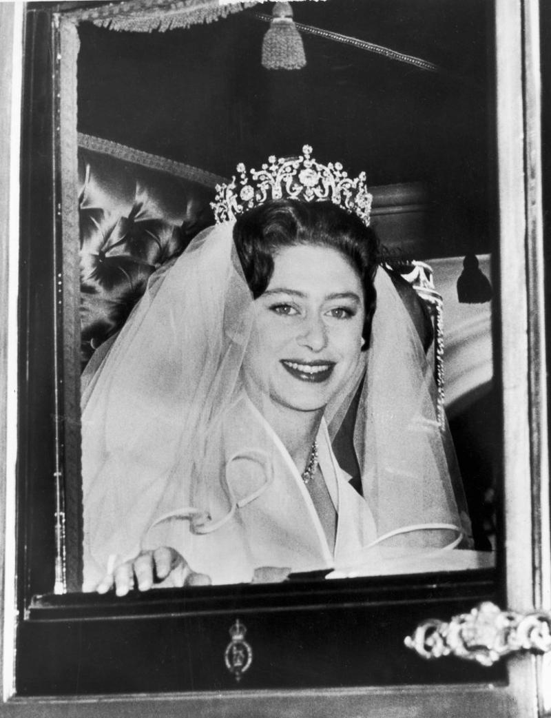 The Poltimore tiara The Cambridge Lover's Knot, The Cartier Halo Scroll tiara, The Queen Mary Diamond Bandeau tiara, The George IV State Diadem crown, Girls of Great Britain and Ireland tiara, The Poltimore tiara, The Queen Mary Fringe tiara, The Strathmore Rose tiara, The Oriental Circlet tiara, The York tiara, The Delhi Durbar tiara, The Cubitt-Shand tiara, Princess Alice's Meander tiara, Cambridge Lover's Knot tiara, Queen Alexandra's Kokoshnik tiara, The Burmese Ruby tiara, Brazilian Aquamarine Parure tiara, earrings, and necklace, The Belgium Sapphire tiara, earrings, and necklace, Meghan Markle's engagement ring, "Granny's Chips", The Delhi Durbar necklace