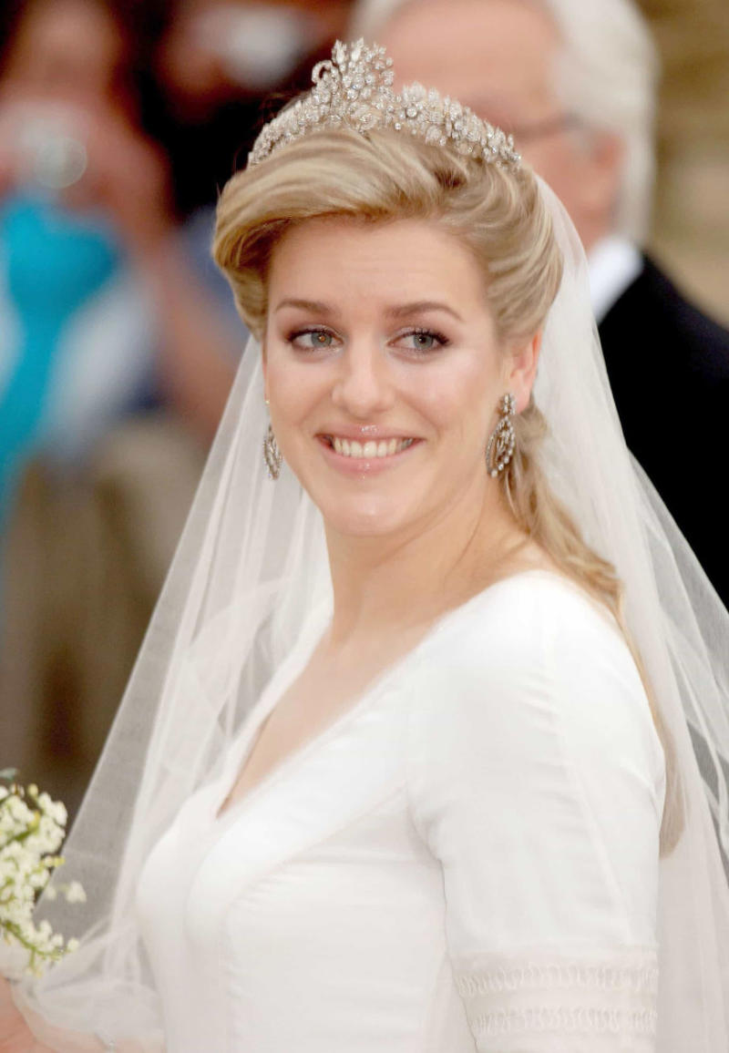 The Cubitt-Shand tiara The Cambridge Lover's Knot, The Cartier Halo Scroll tiara, The Queen Mary Diamond Bandeau tiara, The George IV State Diadem crown, Girls of Great Britain and Ireland tiara, The Poltimore tiara, The Queen Mary Fringe tiara, The Strathmore Rose tiara, The Oriental Circlet tiara, The York tiara, The Delhi Durbar tiara, The Cubitt-Shand tiara, Princess Alice's Meander tiara, Cambridge Lover's Knot tiara, Queen Alexandra's Kokoshnik tiara, The Burmese Ruby tiara, Brazilian Aquamarine Parure tiara, earrings, and necklace, The Belgium Sapphire tiara, earrings, and necklace, Meghan Markle's engagement ring, "Granny's Chips", The Delhi Durbar necklace