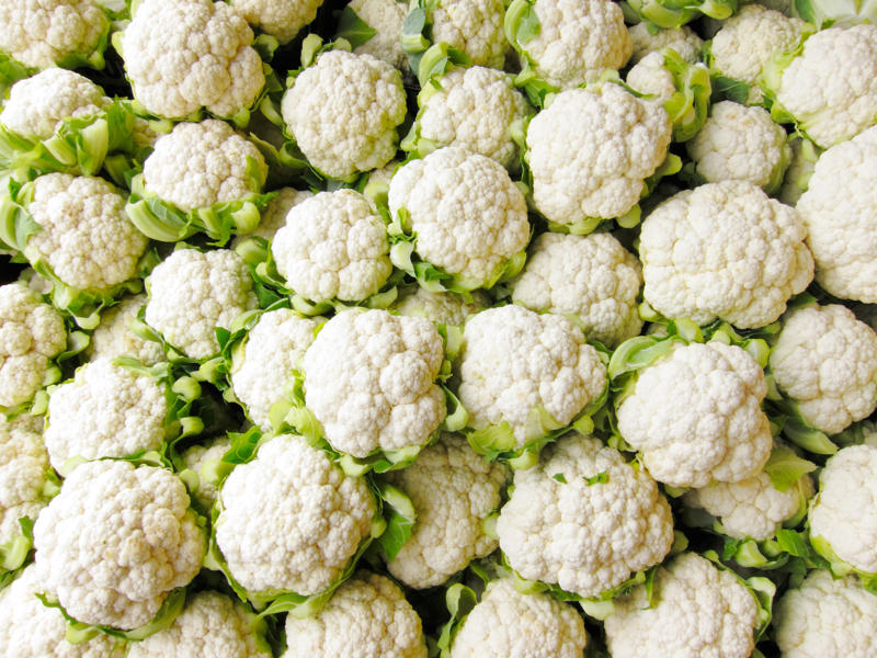 Cauliflower Grapefruit, Strawberry, Boysenberry, Cauliflower, Brussels sprouts, Broccoli, Collard greens