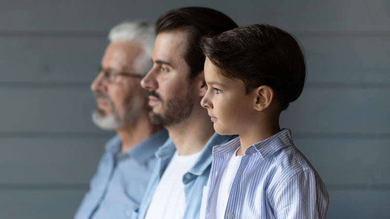 Percentages of inherited genes: males How much do we inherit from each of our parents?, Percentages of inherited genes: females, Percentages of inherited genes: males, Father: Height, Father: Sex, Father: Y-linked disorders, Father: Fat storage, Mother: Mitochondrial diseases, Mother: Eye conditions, Mother: Physical features, Mother: Menstruation and menopause, Mother: Sleeping patterns, Mother: Aging, Mother: ADHD, Mother: Temperament