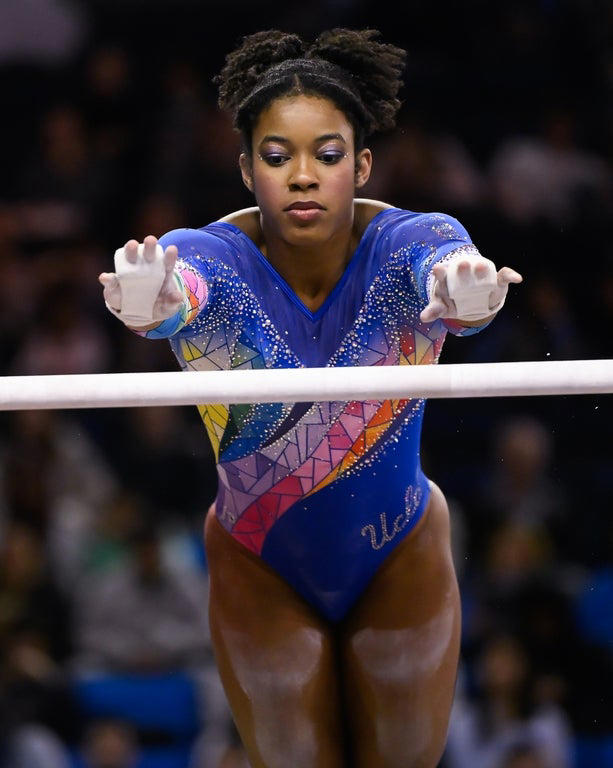 Stunning close-up photos spotlight leading collegiate women gymnasts