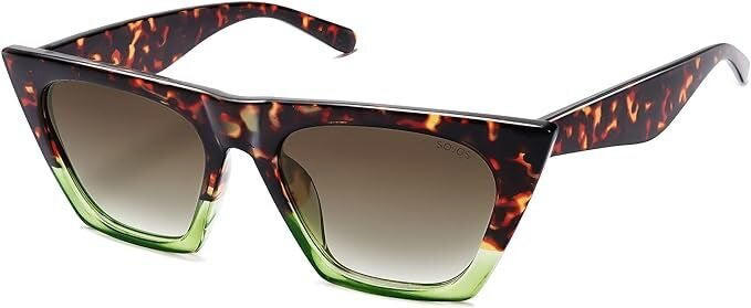 A pair of small, round polarized sunglasses , A pair of classic retro polarized sunglasses , Two pairs of rectangle sunglasses , This pair of semi-rimless sunglasses , This pair of aviators that come in nine different colors , This pair of square, cat-eye sunglasses, This pair of ‘90s-style oval sunglasses , This pair of cat-eye sunglasses , This pair of hexagonal sunglasses, Related...