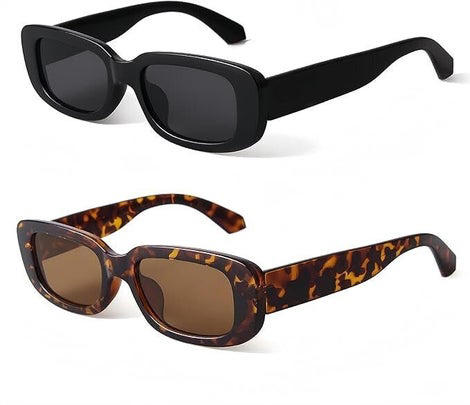 A pair of small, round polarized sunglasses , A pair of classic retro polarized sunglasses , Two pairs of rectangle sunglasses , This pair of semi-rimless sunglasses , This pair of aviators that come in nine different colors , This pair of square, cat-eye sunglasses, This pair of ‘90s-style oval sunglasses , This pair of cat-eye sunglasses , This pair of hexagonal sunglasses, Related...