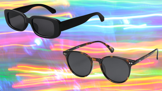 A pair of small, round polarized sunglasses , A pair of classic retro polarized sunglasses , Two pairs of rectangle sunglasses , This pair of semi-rimless sunglasses , This pair of aviators that come in nine different colors , This pair of square, cat-eye sunglasses, This pair of ‘90s-style oval sunglasses , This pair of cat-eye sunglasses , This pair of hexagonal sunglasses, Related...
