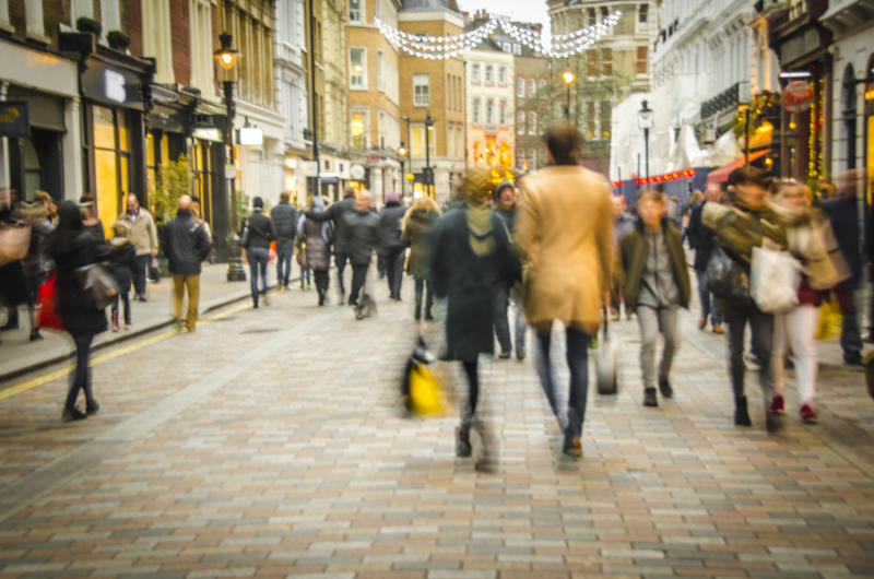 Avoid shopping at peak times Use new bills, Limit the number of stores you go to, Don't make friends with the sales staff, Take a mindful break, Avoid shopping at peak times, Suck on a mint while you shop, Sleep on it before purchasing large items, Never go shopping without a list, Wear headphones when you run errands, Make yourself walk away, Say "no" to sales, unless the item is already on your list, Leave your credit cards at home, Don't shop when you’re feeling emotional, Always double check that you're getting the best value