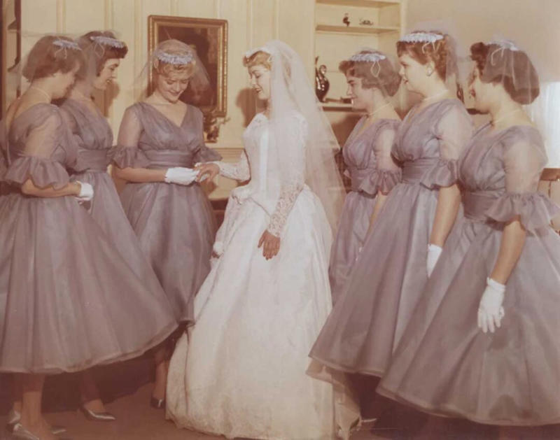 5. Do You Think They Ever Wore Those Bridesmaid Dresses Again? 1. Can We Bring Tiaras Back?, 2. ‘Do Not Disturb’ … Noted!, 3. The Style Is Impeccable, 4. Gang’s All Here (And by Here, We Mean Whitwick, England)!, 5. Do You Think They Ever Wore Those Bridesmaid Dresses Again?, 6. A 1960s Brooklyn Wedding, 7. Anyone Know Who Won the Fight at This Reception?, 8. Just Married!, 9. Now This Wedding Reception Looks Like a Good Time, 10. Lending a Hand, 11. ‘They Were Married for 60 Years’, 12. Cutting the Wedding Cake in Hawaii, 13. Sweet Ride!, 14. Putting on the Finishing Touches