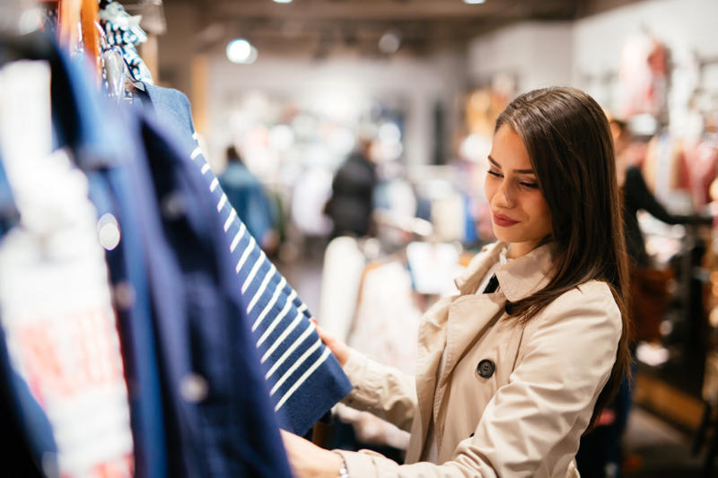 Take a mindful break Use new bills, Limit the number of stores you go to, Don't make friends with the sales staff, Take a mindful break, Avoid shopping at peak times, Suck on a mint while you shop, Sleep on it before purchasing large items, Never go shopping without a list, Wear headphones when you run errands, Make yourself walk away, Say "no" to sales, unless the item is already on your list, Leave your credit cards at home, Don't shop when you’re feeling emotional, Always double check that you're getting the best value