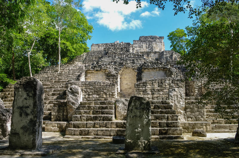 Chichen Itza, Mexico, Tulum, Mexico, Palenque, Mexico, Uxmal, Mexico, Becan, Mexico, Caracol, Belize, Tikal, Guatemala, Mayapan, Mexico, El Mirador, Guatemala, Quiriguá, Guatemala, Copán, Honduras, Yaxchilan, Mexico, Yaxha, Guatemala, Calakmul, Mexico, Tazumal, El Salvador