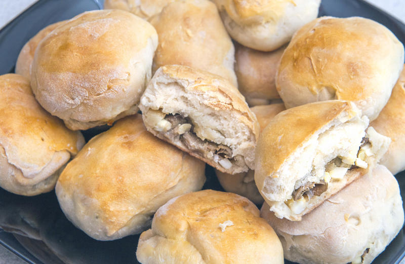Pirozhki, Russia Fish and chips, England, Tequeños, Venezuela, Spanish tortilla, Spain, Gyros, Greece, Spring rolls, China, Falafel, Egypt, Cordon bleu, Switzerland, Chivito, Uruguay, Samosa, India, Boxty, Ireland, Pirozhki, Russia, Bobotie, South Africa, Tostones, Dominican Republic, Choripán, Argentina, Grilled sardines, Portugal, Rice and beans, Brazil