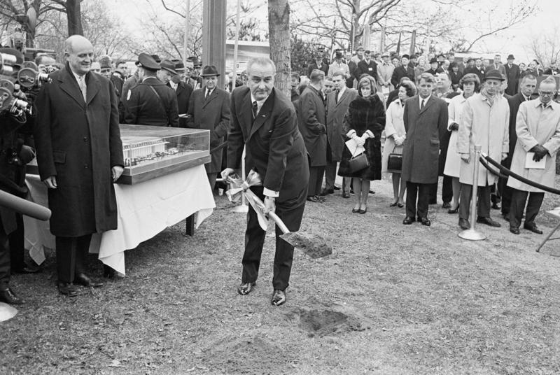 Ground-breaking ceremony John F. Kennedy (1917–1963), Acting on an idea, Edward Durell Stone (1902–1978), United States National Cultural Center, Name change, Costs spiral, Ground-breaking ceremony, Building work is completed, Leonard Bernstein's 'Mass', Kennedy family take center stage, Inauguration of the Eisenhower Theater, Honoring the full spectrum of performing arts, JFK centennial year, 'Art And Ideals: President John F. Kennedy', Trump makes changes, Protest and opposition