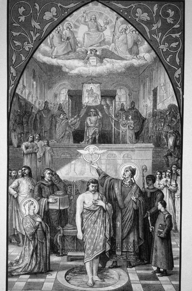 The Early Middle Ages, Myth and legend, The "long haired kings", Battle of Tolbiac, Conversion to Christianity, Codification of Salic law (Lex Salica), Clovis' death, Clotaire I (c. 497 CE - 561 CE), Internal struggles, Childebert II (570 CE - 595/6 CE), Clotaire II (584 CE -629 CE), Clovis II (633 CE - 657 CE), Battle of Tertry (687 CE), Kings of Francia, Merovingian legacy