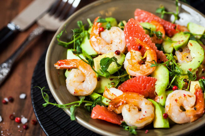 Salad Peri-peri, Nasi goreng, Grilled appetizer, Shrimp toast, Vol-au-vent, Linguine, Sandwich, Shrimp cocktail, Bruschetta, Stir fry, Coconut curry, Garlic, chili, citrus, Schezwan