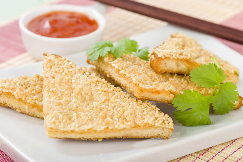 Shrimp toast Peri-peri, Nasi goreng, Grilled appetizer, Shrimp toast, Vol-au-vent, Linguine, Sandwich, Shrimp cocktail, Bruschetta, Stir fry, Coconut curry, Garlic, chili, citrus, Schezwan