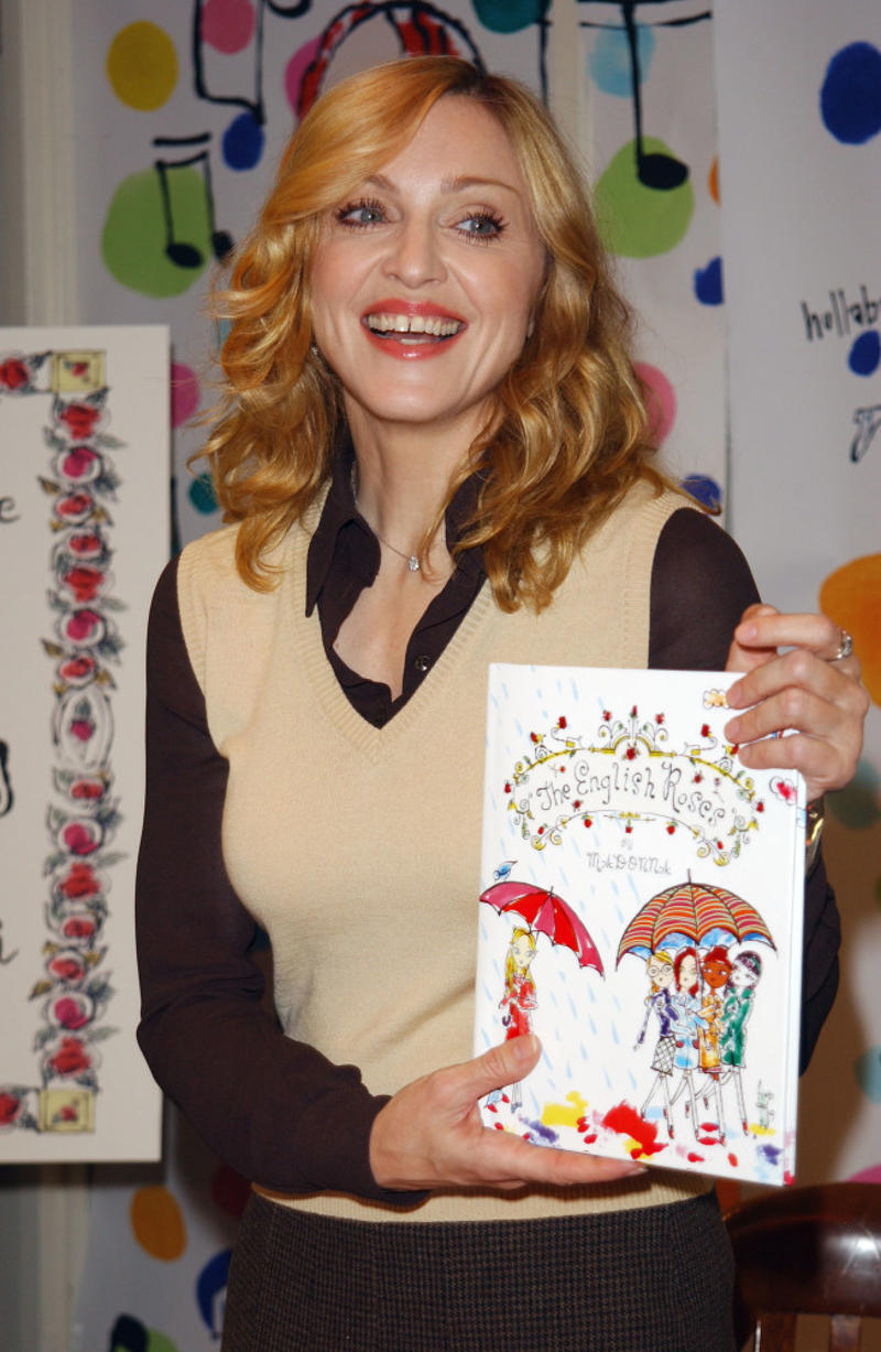 Madonna, 'The English Roses' Dolly Parton, Kendall and Kylie Jenner, 'Rebels: City of Indra', Madonna, 'The English Roses', Lauren Graham, 'Someday, Someday Maybe', Hilary Duff, 'Elixir', Jesse Eisenberg, 'Bream Gives Me Hiccups', Britney Spears and Lynne Spears, 'A Mother's Gift', Hugh Laurie, 'The Gun Seller', Nicole Richie, 'The Truth About Diamonds', Kareem Abdul-Jabbar, 'Mycroft Holmes', David Duchovny, 'Holy Cow', Bella Thorne, 'Autumn Falls', Steve Martin, 'Shopgirl', Chris Harrison, 'The Perfect Letter', James Franco, 'Palo Alto', Willie Nelson, 'A Tale Out of Luck', Tom Hanks, 'Uncommon Type', Bob Dylan, 'Tarantula', Nick Cave, 'The Death of Bunny Monro', Woody Allen, 'Without Feathers'
