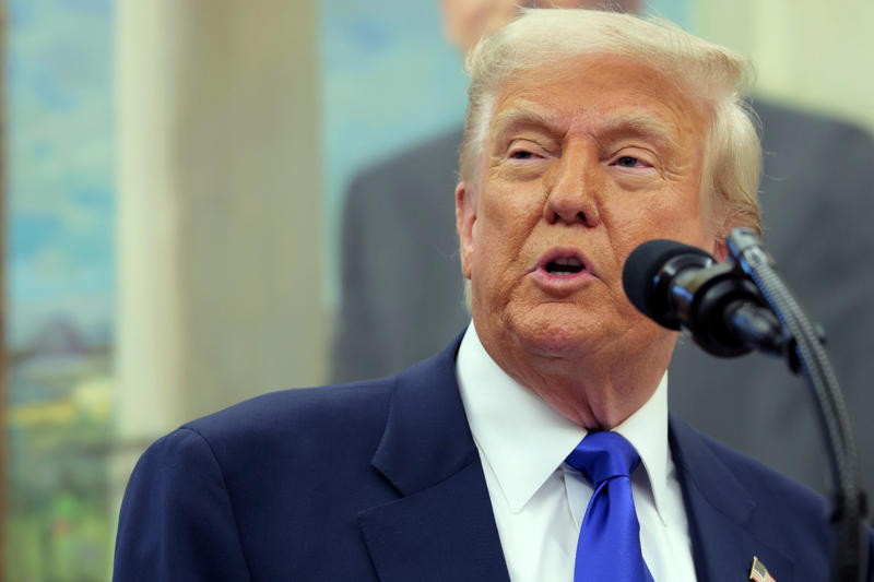 May 5 - Trump plans to reopen Alcatraz May 22 - Pentagon accepts Boeing jet from Qatar for Trump, May 22 - "Big, beautiful bill" passed by House, May 21 - Announces “Golden Dome” missile defence project, May 20 - Has "excellent" call with Putin on Ukraine war, May 19 - Reacts to Biden's cancer diagnosis, May 16 - New tariff rates on the way, May 15 - Trump says US is close to nuclear deal with Iran, May 14 - Brokers B deal between Qatar Airways and Boeing, May 13 - Expedites refugee applications for white South Africans, May 13 - Donald Trump seeks 1 trillion in investments in Saudi Arabia, May 12 - Preparing to make Qatari luxury plane new Air Force One, May 12 - Trump promises historic drug price cuts, May 9 - Names Jeanine Pirro interim US attorney for DC, May 8 - Will decide on “Persian Gulf” name during Middle East visit, May 7 - Supreme Court allows ban on trans people in the military, May 6 - Hosts .5 million-per-plate dinner in Virginia, May 6 - Trump Administration Offers ,000 to Undocumented Immigrants for Voluntary Departure, May 6 - Trump and Carney meet at the White House, May 6 - Lawsuits against the Trump administration for mass layoffs at HHS, May 5 - Trump plans to reopen Alcatraz, May 5 - Trump uncertain about constitutional right to "due process", May 4 - Trump Denies Seeking Unconstitutional Third Term Despite "Trump 2028" Merchandise, Trump Stirs Controversy with AI-Generated Pope Image During Vatican Mourning Period, May 2 - Plans to revoke Harvard’s tax-exempt status, May 1 - Reassigns national security adviser Mike Waltz, April 30 - Blames Biden for shrinking US economy, April 29 - Lowest 100-day approval rating in 80 years, April 28 - Trump suggests Canadians should vote for him in election, April 25 – Trump signs executive order to step up global deep-sea mining, April 23 – Trump softens stance on China and Powell, April 22 - Trump refuses to grant migrants a trial, April 21 - Stands behind Hegseth as defense secretary, April 19 – Trump’s approval rating on economy drops to all-time low, April 17 - Criticizes Federal Reserve Chair, April 16 - Plans to overhaul the Endangered Species Act, April 15 - Trump suggests deporting US criminals to El Salvador, April 14 - Called “fully fit” by White House physician, April 9 - Pauses tariffs on everyone but China for 90 days, April 9 - Urges Americans to “BE COOL!”, April 8 - Prepared to add new tariffs on China, April 7 - Wins ruling on rapid deportations, April 7 - Hosts World Series champion Dodgers at White House, April 2 - Announces widespread reciprocal tariffs, April 1 - Administration sued by state AGs over health funding cuts, March 27 - Trump pulls Stefanik's nomination for U.N. ambassador, March 26 - Imposing tariffs on all automobiles made outside the US, March 25 - Calls group chat security leak a “glitch”, March 24 - Dismisses existing portrait of himself, praises unseen Russian picture, March 20 - Signs order to dismantle Department of Education, March 15 - Signs bill to fund government through September, March 11 - Supports Elon Musk and Tesla, March 11 - Escalates trade war with Canada, March 9 - Won’t rule out recession, March 7 - Holds crypto summit, Bitcoin price tumbles, March 4 - Gives speech to Congress, March 4 - Officially puts tariffs into effect, March 3 - Freezes military aid to Ukraine, March 2 - Announces crypto reserve, February 28 - Has tense meeting with Zelenskyy at White House, February 26 - Posts AI-generated video on Gaza transformation, February 24 - Says tariffs on Canada and Mexico will go forward, February 21 - Fires senior military leadership, February 15 - Channels Napoleon, February 12 - Speaks with Putin about ending war in Ukraine, February 10 - Imposes 25 per cent tariffs on steel and aluminum imports, February 7 - Meets with Japanese prime minister, February 5 - Bans transgender women from female sports, February 4 - States that the US will “take over” Gaza Strip, February 3 - Delays tariffs targeting Canada and Mexico, January 23 - Lays out economic vision to WEF, January 20 - Suspends sale of TikTok for 75 days, January 20 - Pardons 1,500 people involved in Jan. 6 Capitol riots, January 20 - Plans 25% tariffs for Canada and Mexico on Feb. 1, January 20 - Marco Rubio confirmed as secretary of state, January 20 - Signs first executive orders, January 20 - Sworn in as 47th president of the United States, January 19 - Pledges to release classified Kennedy and MLK records, January 18 - Launches own cryptocurrency, January 14 - Plans to create “External Revenue Service”, January 10: Planning 100-plus executive orders on day one, January 10: Receives no punishment for felony hush money conviction, January 8: Plans to designate Mexican cartels as terror organizations, January 5: Meets Italian prime minister Giorgia Meloni, December 26 - Told Wayne Gretzky to run for Canadian Prime Minister, December 25 - Tells death row prisoners to “go to hell”, December 23 - Once again looking to buy Greenland, December 22 - Threatens to regain control of Panama Canal, December 22 - Rejects claims that Elon Musk is pulling his strings, December 16 - Will not have NY hush money case dismissed, December 14 - Gets M in ABC defamation case, December 13 - Vows to end daylight saving time, December 11 - Invites Xi Jinping to attend his inauguration, December 9 - Lays out agenda in television interview, December 5 - Selects David Sacks to oversee AI and crypto, December 4 - Names Peter Navarro as top trade advisor, December 3 - Jokes about making Canada the “51st state”, December 2 - Demands release of Israeli hostages in Gaza, December 2 - Plans to travel to Paris, November 21 - Matt Gaetz withdraws from AG consideration, November 20 - Chooses Linda McMahon to be education secretary, November 19 - Picks Dr. Oz to run Medicare and Medicaid, November 16 - Attends UFC 309, November 14 - Plans to use recess appointments, November 13 - Nominates Marco Rubio as secretary of state, November 13 - Nominates Pete Hegseth as secretary of defense, November 13 - Nominates Matt Gaetz as attorney general, November 13 - Nominates Tulsi Gabbard as director of national intelligence, November 12 - Nominates Kristi Noem as his Homeland Security secretary