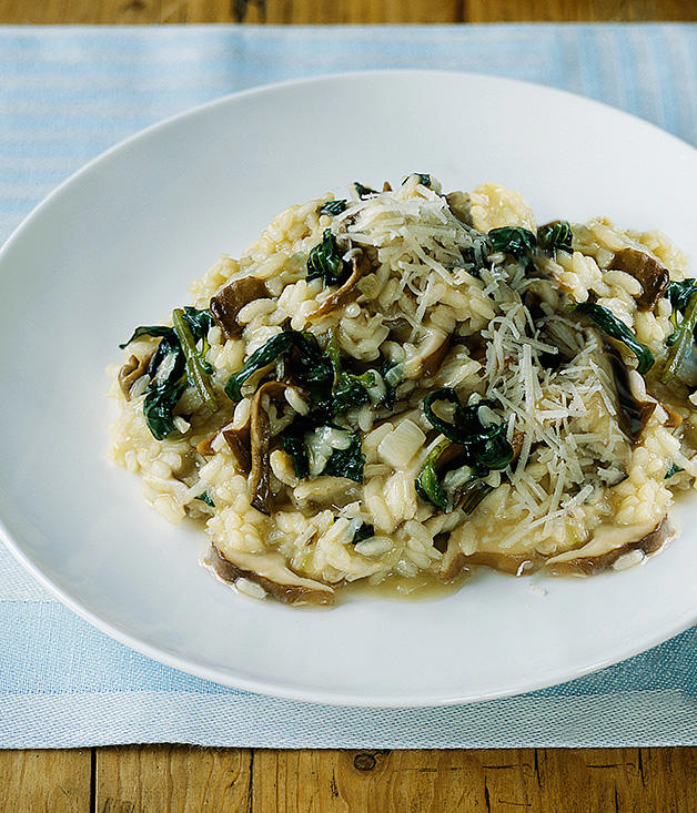 Our favourite risotto recipes,          Barbaresco risotto with Gorgonzola      ,          Fico’s pea risotto with buffalo mozzarella and spring herbs      ,          Pumpkin and vermouth risotto with parmesan and mascarpone      ,          Mushroom and mascarpone risotto      ,          Cauliflower and Taleggio risotto with anchovy pangrattato      ,          Enrico Tomelleri’s risotto with pumpkin, Gorgonzola and brown butter      ,          Jacques Reymond’s snail and smoked sausage risotto with walnuts and Comté      ,          Rabbit with pearl barley risotto and rosemary jus      ,          Basic risotto      