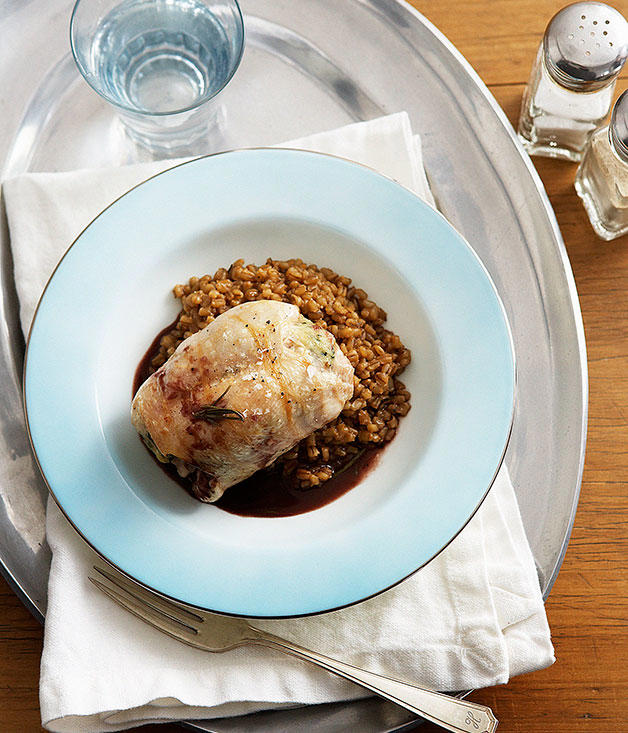 Our favourite risotto recipes,          Barbaresco risotto with Gorgonzola      ,          Fico’s pea risotto with buffalo mozzarella and spring herbs      ,          Pumpkin and vermouth risotto with parmesan and mascarpone      ,          Mushroom and mascarpone risotto      ,          Cauliflower and Taleggio risotto with anchovy pangrattato      ,          Enrico Tomelleri’s risotto with pumpkin, Gorgonzola and brown butter      ,          Jacques Reymond’s snail and smoked sausage risotto with walnuts and Comté      ,          Rabbit with pearl barley risotto and rosemary jus      ,          Basic risotto      