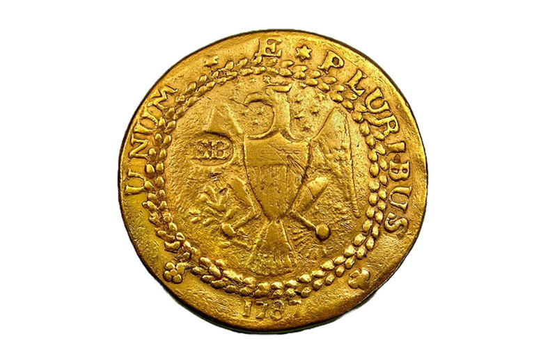 25. 350-300 BC Pantikapaion Gold Stater: .8 million (.3m/£4m today), 24. 1740 Ivan VI Pattern Silver Rouble: .86 million (.4m/£4.1m today), 23. 1804 Draped Bust Silver Dollar Class I MHQG Specimen: .88 million (.3m/£4m today), 22. 1885 Trade Dollar: .96 million (m/£3.8m today), 21. 1898 Single 9 Pond:  million (.9m/£4.4m today), 20. 2007  Million Canadian Gold Maple Leaf:  million (.9m/£4.4m today), 19. 42 BC Aureus of Marcus Junius Brutus: .2 million (.2m/£3.9m today), 18. 1913 Liberty Head Nickel Walton Specimen: .2 million (£3.2m), 17. 1907 Saint-Gaudens Double Eagle Ultra High Relief: .32 million (£3.2m), 16. 1907 Saint-Gaudens Double Eagle Ultra High Relief: .75 million (.6m/£4.2m today), 15. 723 Umayyad Gold Dinar: .78 million (m/£4.5m today), 14. 1913 Liberty Head Nickel Eliasberg Specimen:  million (.7m/£5.8m today), 13. 1787 Brasher Doubloon EB Punch on Wing:  million (.4m/£4.8m today), 12. 1804 Plain Four Draped Bust Eagle: .28 million (.2m/£4.7m today), 11. 1870 Three-Dollar Piece: .52 million (.5m/£4.9m today), 10. 723 Umayyad Gold Dinar:  million (.5m/£6.4m today), 9. 1794 Flowing Hair Silver Dollar Lord St Oswald Specimen: .6 million (.6m/£6.4m today), 8. 1903 Fengtien Tael: .9 million (£5.2m), 7. 1861 Paquet Liberty Head Double Eagle: .2 million (.5m/£6.4m today), 6. 1787 Brasher Doubloon EB Punch on Breast: .4 million (.5m/£7.9m today), 5. 1804 Draped Bust Silver Dollar Class I Childs-Pogue Specimen: .68 million (.1m/£6.8m today), 4. 1822 Half Eagle Eliasberg-Pogue Specimen: .4 million (.9m/£7.4m today), 3. 1787 Brasher Doubloon EB Punch on Wing: .36 million (.1m/£8.3m today), 2. 1794 Flowing Hair Silver Dollar Neil-Carter Specimen:  million (£9m)