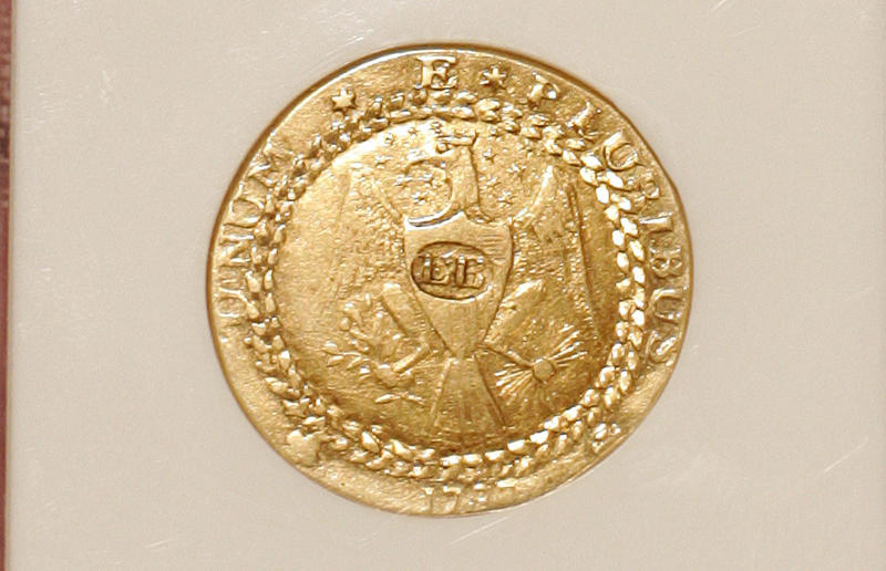 25. 350-300 BC Pantikapaion Gold Stater: .8 million (.3m/£4m today), 24. 1740 Ivan VI Pattern Silver Rouble: .86 million (.4m/£4.1m today), 23. 1804 Draped Bust Silver Dollar Class I MHQG Specimen: .88 million (.3m/£4m today), 22. 1885 Trade Dollar: .96 million (m/£3.8m today), 21. 1898 Single 9 Pond:  million (.9m/£4.4m today), 20. 2007  Million Canadian Gold Maple Leaf:  million (.9m/£4.4m today), 19. 42 BC Aureus of Marcus Junius Brutus: .2 million (.2m/£3.9m today), 18. 1913 Liberty Head Nickel Walton Specimen: .2 million (£3.2m), 17. 1907 Saint-Gaudens Double Eagle Ultra High Relief: .32 million (£3.2m), 16. 1907 Saint-Gaudens Double Eagle Ultra High Relief: .75 million (.6m/£4.2m today), 15. 723 Umayyad Gold Dinar: .78 million (m/£4.5m today), 14. 1913 Liberty Head Nickel Eliasberg Specimen:  million (.7m/£5.8m today), 13. 1787 Brasher Doubloon EB Punch on Wing:  million (.4m/£4.8m today), 12. 1804 Plain Four Draped Bust Eagle: .28 million (.2m/£4.7m today), 11. 1870 Three-Dollar Piece: .52 million (.5m/£4.9m today), 10. 723 Umayyad Gold Dinar:  million (.5m/£6.4m today), 9. 1794 Flowing Hair Silver Dollar Lord St Oswald Specimen: .6 million (.6m/£6.4m today), 8. 1903 Fengtien Tael: .9 million (£5.2m), 7. 1861 Paquet Liberty Head Double Eagle: .2 million (.5m/£6.4m today), 6. 1787 Brasher Doubloon EB Punch on Breast: .4 million (.5m/£7.9m today), 5. 1804 Draped Bust Silver Dollar Class I Childs-Pogue Specimen: .68 million (.1m/£6.8m today), 4. 1822 Half Eagle Eliasberg-Pogue Specimen: .4 million (.9m/£7.4m today), 3. 1787 Brasher Doubloon EB Punch on Wing: .36 million (.1m/£8.3m today), 2. 1794 Flowing Hair Silver Dollar Neil-Carter Specimen:  million (£9m)