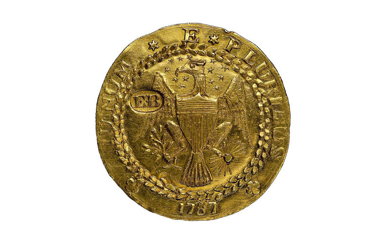25. 350-300 BC Pantikapaion Gold Stater: .8 million (.3m/£4m today), 24. 1740 Ivan VI Pattern Silver Rouble: .86 million (.4m/£4.1m today), 23. 1804 Draped Bust Silver Dollar Class I MHQG Specimen: .88 million (.3m/£4m today), 22. 1885 Trade Dollar: .96 million (m/£3.8m today), 21. 1898 Single 9 Pond:  million (.9m/£4.4m today), 20. 2007  Million Canadian Gold Maple Leaf:  million (.9m/£4.4m today), 19. 42 BC Aureus of Marcus Junius Brutus: .2 million (.2m/£3.9m today), 18. 1913 Liberty Head Nickel Walton Specimen: .2 million (£3.2m), 17. 1907 Saint-Gaudens Double Eagle Ultra High Relief: .32 million (£3.2m), 16. 1907 Saint-Gaudens Double Eagle Ultra High Relief: .75 million (.6m/£4.2m today), 15. 723 Umayyad Gold Dinar: .78 million (m/£4.5m today), 14. 1913 Liberty Head Nickel Eliasberg Specimen:  million (.7m/£5.8m today), 13. 1787 Brasher Doubloon EB Punch on Wing:  million (.4m/£4.8m today), 12. 1804 Plain Four Draped Bust Eagle: .28 million (.2m/£4.7m today), 11. 1870 Three-Dollar Piece: .52 million (.5m/£4.9m today), 10. 723 Umayyad Gold Dinar:  million (.5m/£6.4m today), 9. 1794 Flowing Hair Silver Dollar Lord St Oswald Specimen: .6 million (.6m/£6.4m today), 8. 1903 Fengtien Tael: .9 million (£5.2m), 7. 1861 Paquet Liberty Head Double Eagle: .2 million (.5m/£6.4m today), 6. 1787 Brasher Doubloon EB Punch on Breast: .4 million (.5m/£7.9m today), 5. 1804 Draped Bust Silver Dollar Class I Childs-Pogue Specimen: .68 million (.1m/£6.8m today), 4. 1822 Half Eagle Eliasberg-Pogue Specimen: .4 million (.9m/£7.4m today), 3. 1787 Brasher Doubloon EB Punch on Wing: .36 million (.1m/£8.3m today), 2. 1794 Flowing Hair Silver Dollar Neil-Carter Specimen:  million (£9m)