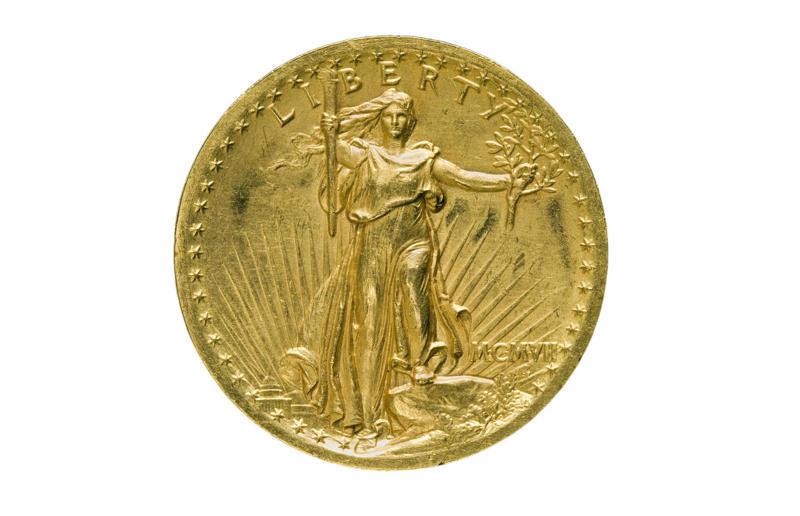 25. 350-300 BC Pantikapaion Gold Stater: .8 million (.3m/£4m today), 24. 1740 Ivan VI Pattern Silver Rouble: .86 million (.4m/£4.1m today), 23. 1804 Draped Bust Silver Dollar Class I MHQG Specimen: .88 million (.3m/£4m today), 22. 1885 Trade Dollar: .96 million (m/£3.8m today), 21. 1898 Single 9 Pond:  million (.9m/£4.4m today), 20. 2007  Million Canadian Gold Maple Leaf:  million (.9m/£4.4m today), 19. 42 BC Aureus of Marcus Junius Brutus: .2 million (.2m/£3.9m today), 18. 1913 Liberty Head Nickel Walton Specimen: .2 million (£3.2m), 17. 1907 Saint-Gaudens Double Eagle Ultra High Relief: .32 million (£3.2m), 16. 1907 Saint-Gaudens Double Eagle Ultra High Relief: .75 million (.6m/£4.2m today), 15. 723 Umayyad Gold Dinar: .78 million (m/£4.5m today), 14. 1913 Liberty Head Nickel Eliasberg Specimen:  million (.7m/£5.8m today), 13. 1787 Brasher Doubloon EB Punch on Wing:  million (.4m/£4.8m today), 12. 1804 Plain Four Draped Bust Eagle: .28 million (.2m/£4.7m today), 11. 1870 Three-Dollar Piece: .52 million (.5m/£4.9m today), 10. 723 Umayyad Gold Dinar:  million (.5m/£6.4m today), 9. 1794 Flowing Hair Silver Dollar Lord St Oswald Specimen: .6 million (.6m/£6.4m today), 8. 1903 Fengtien Tael: .9 million (£5.2m), 7. 1861 Paquet Liberty Head Double Eagle: .2 million (.5m/£6.4m today), 6. 1787 Brasher Doubloon EB Punch on Breast: .4 million (.5m/£7.9m today), 5. 1804 Draped Bust Silver Dollar Class I Childs-Pogue Specimen: .68 million (.1m/£6.8m today), 4. 1822 Half Eagle Eliasberg-Pogue Specimen: .4 million (.9m/£7.4m today), 3. 1787 Brasher Doubloon EB Punch on Wing: .36 million (.1m/£8.3m today), 2. 1794 Flowing Hair Silver Dollar Neil-Carter Specimen:  million (£9m)