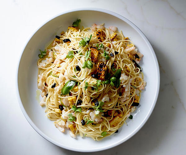 The best prawn pasta recipes, 2025,          Pendolino’s spaghetti con pesce d’acqua dolce (spaghetti with freshwater fish)      ,          Fried cavolo nero and peppered prawn gnocchi with pancetta      ,          Summer paccheri with prawns, tomato and pickled chilli      ,          Bucatini with prawn fra diavolo      ,          One Ford Street’s spelt maltagliati with tiger prawns and shellfish sauce      ,          Penne with prawns and fra diavolo sauce      ,          Mitch Orr’s squid-ink gnochetti Sardi with prawns and ’nduja      ,          Philipa Sibley’s spaghettini, prawns, charred corn, green chilli, black garlic      