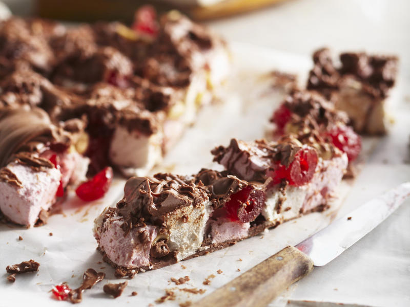          Pavlova rocky road      ,          Easy rocky road      ,          Christmas rocky road      ,          Easter egg rocky road      ,          White Christmas rocky road      ,          Easy three-ingredient rocky road      ,          Rocky road      ,          Low sugar rocky road      ,          Halloween rocky road graveyards      ,          Cranberry and pistachio rocky road      ,          White chocolate rocky road      ,          Rocky road slice      ,          Turkish delight rocky road      ,          Chocolate rocky road eggs      ,          Chocolate rocky road ice-cream      ,          White chocolate and raspberry rocky road      ,          Rocky road ice-cream      ,          Rocky road pops      , What are the ingredients in rocky road?, How long does homemade rocky road keep?, Is rocky road an Australian thing?, More quick and indulgent chocolate treats