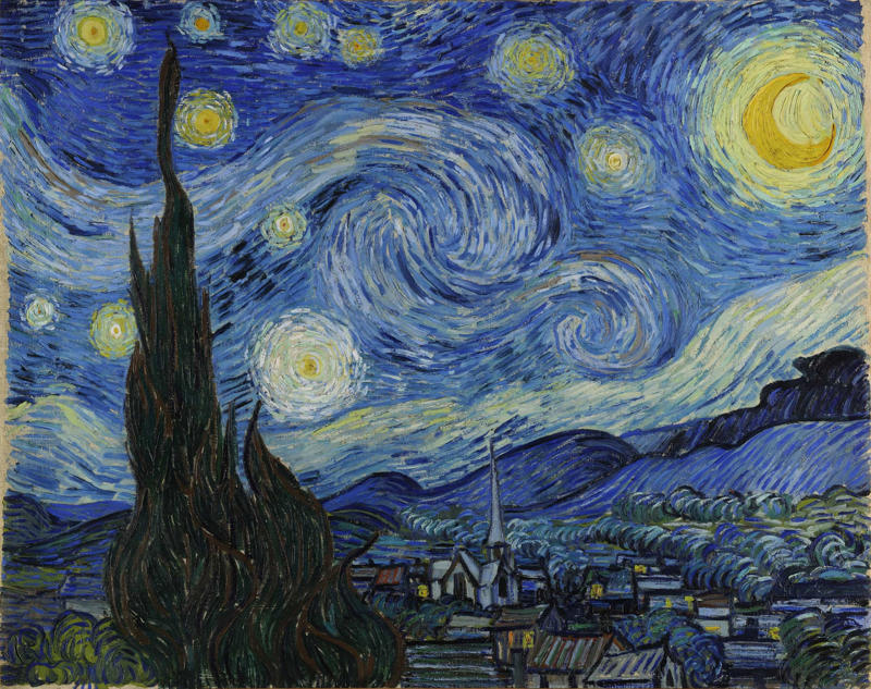 'The Starry Night' 'Mona Lisa', 'The Storm on the Sea of Galilee', 'Bal du moulin de la Galette', 'Salvator Mundi', 'The Last Supper', 'Girl with a Pearl Earring', 'Las Meninas', 'The Fighting Temeraire', 'Impression, Sunrise', 'Whistler's Mother', 'The Starry Night', 'The Hay Wain', 'Arnolfini Portrait', 'A Sunday Afternoon on the Island of La Grande Jatte'