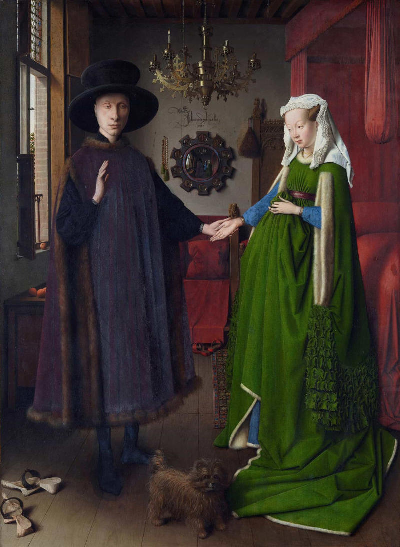 'Arnolfini Portrait' 'Mona Lisa', 'The Storm on the Sea of Galilee', 'Bal du moulin de la Galette', 'Salvator Mundi', 'The Last Supper', 'Girl with a Pearl Earring', 'Las Meninas', 'The Fighting Temeraire', 'Impression, Sunrise', 'Whistler's Mother', 'The Starry Night', 'The Hay Wain', 'Arnolfini Portrait', 'A Sunday Afternoon on the Island of La Grande Jatte'