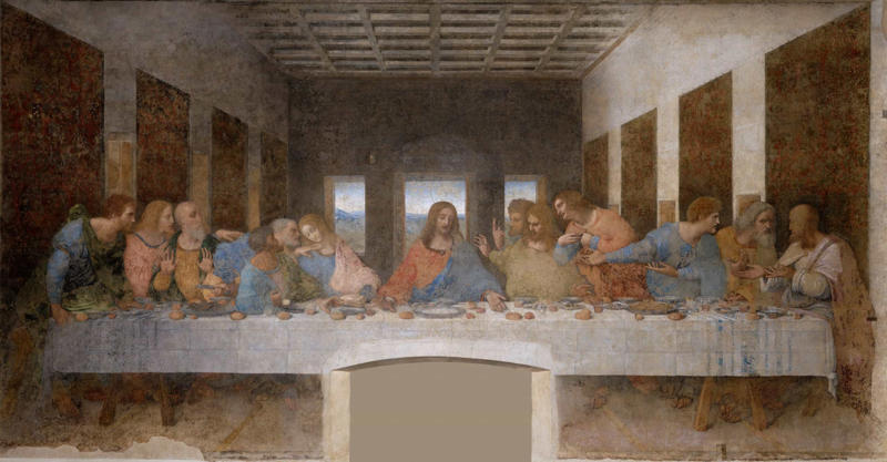 'The Last Supper' 'Mona Lisa', 'The Storm on the Sea of Galilee', 'Bal du moulin de la Galette', 'Salvator Mundi', 'The Last Supper', 'Girl with a Pearl Earring', 'Las Meninas', 'The Fighting Temeraire', 'Impression, Sunrise', 'Whistler's Mother', 'The Starry Night', 'The Hay Wain', 'Arnolfini Portrait', 'A Sunday Afternoon on the Island of La Grande Jatte'