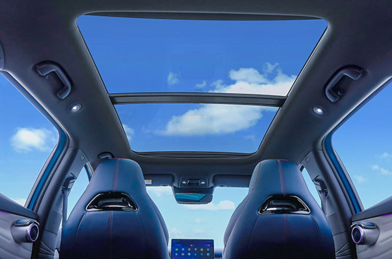 Panoramic roof Larger batteries, Smaller wheels, Rapid charging ability, More powerful motors, Longer charging cable, Locking charge point, Massaging seats, Safety tech packages, Battery heat pump, Additional warranty, Parking assist, Side airbags, Apple CarPlay and Android Auto, Car mats, Power outlet, Extra seats, Double floor storage, Preconditioning, Panoramic roof