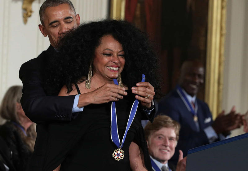 Presidential Medal of Freedom The Primettes, The Supremes, Growing success, Hit after hit, Trouble in paradise, Stress and disordered eating, Ross steps up, 'Tarzan', Going solo, Ross' first child, Growing family, A fashion icon, 'The Wiz' (1978), A Super Bowl first, Rock & Roll Hall of Fame, Hard times, The Grammy, Presidential Medal of Freedom