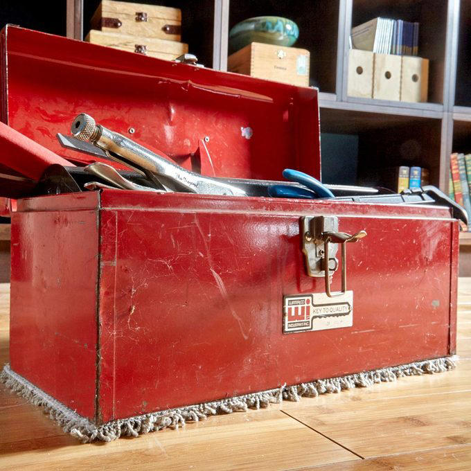 Coffee container, Hose reel, Ice trays, Foam beverage can holders, Use a pool noodle inside a drawer, 5-Gallon buckets, Paper tubes, Toothbrushes, Tennis balls, Milk jugs, Clamshell containers, Pipe insulation, Wine bottle, Gutter garden, Curtain rods, Mesh produce bag, Save your containers, PVC piping, Old clothing, Used or leftover building materials, Old rake, Packing peanuts, Use an old eyeglass case for hardware storage, Gardening tool hack, Wine cork caulk saver, Pop tops, Old sneaker, Bread tabs, Pie plate, Egg cartons, Tape containers, Wine box shoe storage, Garden hose, Old gloves, Three-ring binder spine, Painter’s plastic, Coffee bag ties, To-go coffee cup, Rx bottle for storing fasteners, Tissue box, Peanut butter jars, Golf tees, Bike inner tubes, Grated cheese container, Garment bag, Spray paint organizer, Flexible drainage pipe, Plastic shelving units, Wire mesh fence, Key ring, Toothbrush holder, Cooking cooling racks, Save those caps!, Pet collar, Old trash cans, Tomato cage, Cleaned out grill, Milk crates, Broken laundry basket, Floral water tubes, Drill box reuse, Floor tiles for drawer liners, Paint tray, Fence post, Electrical box, Twist ties, Clothespins, Electrical wire, Golf club covers, Yardstick, Shelf liner, Flowerpot drip pans, Laundry jug watering can, Bucket lids, Cereal box, Coffee carry-all, Bubble wrap®, Rubber chair leg cap, No-slide knee pads, Appliance and tool manuals, Chip clips
