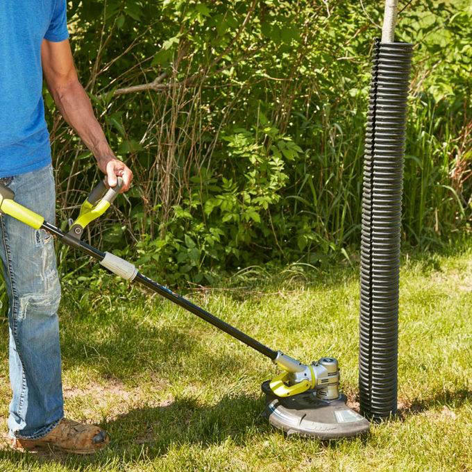 Coffee container, Hose reel, Ice trays, Foam beverage can holders, Use a pool noodle inside a drawer, 5-Gallon buckets, Paper tubes, Toothbrushes, Tennis balls, Milk jugs, Clamshell containers, Pipe insulation, Wine bottle, Gutter garden, Curtain rods, Mesh produce bag, Save your containers, PVC piping, Old clothing, Used or leftover building materials, Old rake, Packing peanuts, Use an old eyeglass case for hardware storage, Gardening tool hack, Wine cork caulk saver, Pop tops, Old sneaker, Bread tabs, Pie plate, Egg cartons, Tape containers, Wine box shoe storage, Garden hose, Old gloves, Three-ring binder spine, Painter’s plastic, Coffee bag ties, To-go coffee cup, Rx bottle for storing fasteners, Tissue box, Peanut butter jars, Golf tees, Bike inner tubes, Grated cheese container, Garment bag, Spray paint organizer, Flexible drainage pipe, Plastic shelving units, Wire mesh fence, Key ring, Toothbrush holder, Cooking cooling racks, Save those caps!, Pet collar, Old trash cans, Tomato cage, Cleaned out grill, Milk crates, Broken laundry basket, Floral water tubes, Drill box reuse, Floor tiles for drawer liners, Paint tray, Fence post, Electrical box, Twist ties, Clothespins, Electrical wire, Golf club covers, Yardstick, Shelf liner, Flowerpot drip pans, Laundry jug watering can, Bucket lids, Cereal box, Coffee carry-all, Bubble wrap®, Rubber chair leg cap, No-slide knee pads, Appliance and tool manuals, Chip clips