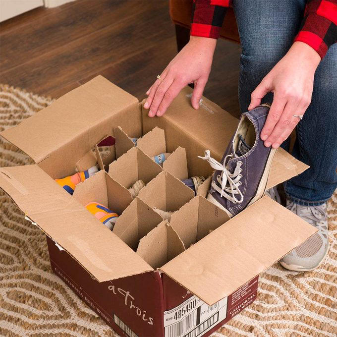 Coffee container, Hose reel, Ice trays, Foam beverage can holders, Use a pool noodle inside a drawer, 5-Gallon buckets, Paper tubes, Toothbrushes, Tennis balls, Milk jugs, Clamshell containers, Pipe insulation, Wine bottle, Gutter garden, Curtain rods, Mesh produce bag, Save your containers, PVC piping, Old clothing, Used or leftover building materials, Old rake, Packing peanuts, Use an old eyeglass case for hardware storage, Gardening tool hack, Wine cork caulk saver, Pop tops, Old sneaker, Bread tabs, Pie plate, Egg cartons, Tape containers, Wine box shoe storage, Garden hose, Old gloves, Three-ring binder spine, Painter’s plastic, Coffee bag ties, To-go coffee cup, Rx bottle for storing fasteners, Tissue box, Peanut butter jars, Golf tees, Bike inner tubes, Grated cheese container, Garment bag, Spray paint organizer, Flexible drainage pipe, Plastic shelving units, Wire mesh fence, Key ring, Toothbrush holder, Cooking cooling racks, Save those caps!, Pet collar, Old trash cans, Tomato cage, Cleaned out grill, Milk crates, Broken laundry basket, Floral water tubes, Drill box reuse, Floor tiles for drawer liners, Paint tray, Fence post, Electrical box, Twist ties, Clothespins, Electrical wire, Golf club covers, Yardstick, Shelf liner, Flowerpot drip pans, Laundry jug watering can, Bucket lids, Cereal box, Coffee carry-all, Bubble wrap®, Rubber chair leg cap, No-slide knee pads, Appliance and tool manuals, Chip clips