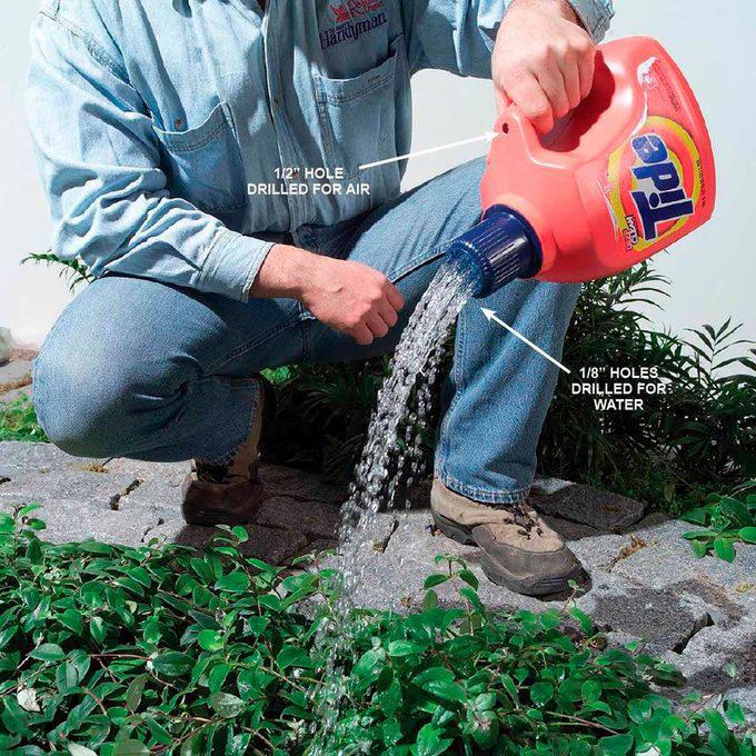 Coffee container, Hose reel, Ice trays, Foam beverage can holders, Use a pool noodle inside a drawer, 5-Gallon buckets, Paper tubes, Toothbrushes, Tennis balls, Milk jugs, Clamshell containers, Pipe insulation, Wine bottle, Gutter garden, Curtain rods, Mesh produce bag, Save your containers, PVC piping, Old clothing, Used or leftover building materials, Old rake, Packing peanuts, Use an old eyeglass case for hardware storage, Gardening tool hack, Wine cork caulk saver, Pop tops, Old sneaker, Bread tabs, Pie plate, Egg cartons, Tape containers, Wine box shoe storage, Garden hose, Old gloves, Three-ring binder spine, Painter’s plastic, Coffee bag ties, To-go coffee cup, Rx bottle for storing fasteners, Tissue box, Peanut butter jars, Golf tees, Bike inner tubes, Grated cheese container, Garment bag, Spray paint organizer, Flexible drainage pipe, Plastic shelving units, Wire mesh fence, Key ring, Toothbrush holder, Cooking cooling racks, Save those caps!, Pet collar, Old trash cans, Tomato cage, Cleaned out grill, Milk crates, Broken laundry basket, Floral water tubes, Drill box reuse, Floor tiles for drawer liners, Paint tray, Fence post, Electrical box, Twist ties, Clothespins, Electrical wire, Golf club covers, Yardstick, Shelf liner, Flowerpot drip pans, Laundry jug watering can, Bucket lids, Cereal box, Coffee carry-all, Bubble wrap®, Rubber chair leg cap, No-slide knee pads, Appliance and tool manuals, Chip clips