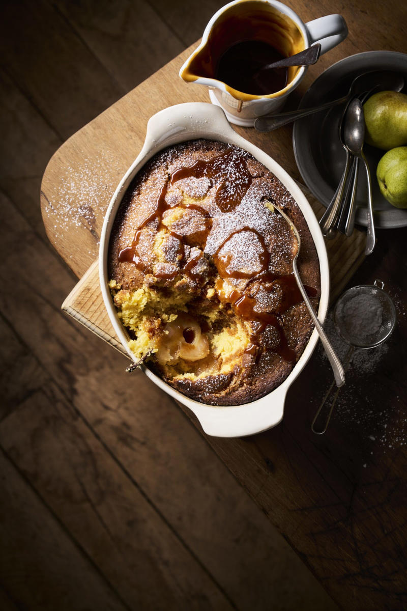 17 warming winter baking recipes to try this season, Maggie Beer’s beef meat pie with sour cream pastry , Pear sponge pudding with caramel sauce , Classic country chicken pie , Mandarin cake with mascarpone , Classic bacon and egg pie , Chocolate and raspberry pudding , Timpana: traditional Maltese pasta pie , Espresso choc date pudding , Wholemeal date scones , Scandi-style whole baked apples , Family-sized cheese and spinach pie , Cinnamon sponge cake , Apple and blackcurrant pie , Mini vegie pasties , Potato-topped chicken, leek and cheddar pie , Leek and gorgonzola tart , Rhubarb apple crumble