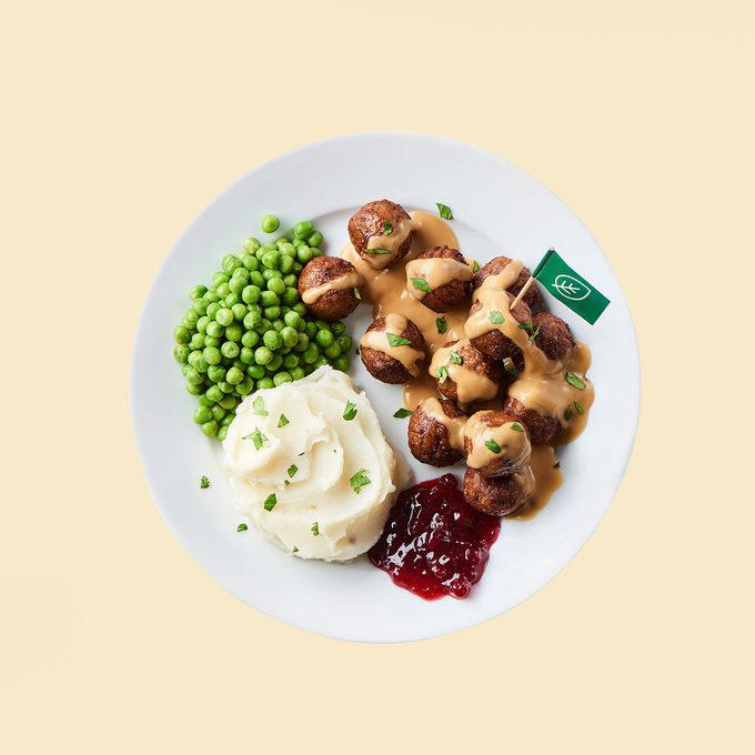 Plant Balls, Macaroni and Cheese, Chicken Tenders, Salmon Filet, Shrimp Salad, Marinated Salmon, Veggie Balls, Garlic Lemon Cod, All the Desserts, Swedish Meatballs