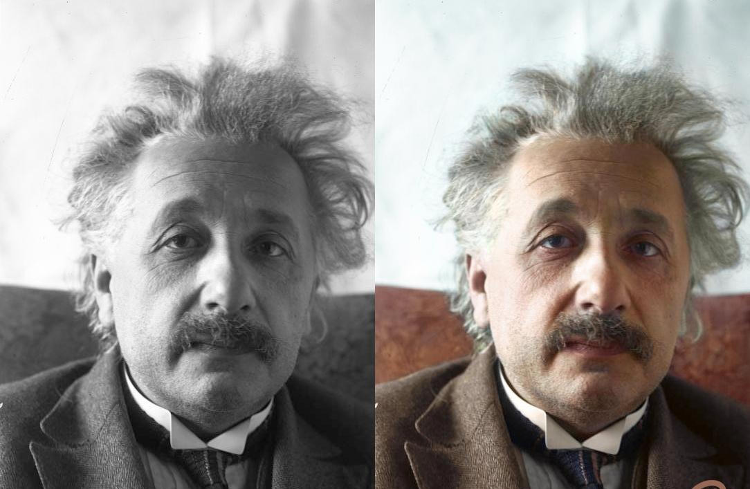 13. Albert Einstein, March, 1921 1. American actor Buster Keaton, 1920, 2. This mechanic is fixing a steam pump in an electrical plant, 1920, 3. Mary Pickford and Douglas Fairbanks boarding a ship for their honeymoon, 1920, 4. Vladimir Lenin, July 1920, 5. Farmers market in New Orleans, early 1920s, 6. Main Street in Fall River, MA, 1920, 7. A street vendor in the streets of New Orleans, early 1920s, 8. The Art Hickman Orchestra, 1920, 9. Charles Ponzi, 1920, 10. Orchard Street, NYC, 1920, 11. The mugshot of Herbert Ellis, 1920, 12. The Belgian National team, 1921, 13. Albert Einstein, March, 1921, 14. A street scene in Washington, D.C., 1921, 15. Car crash in Washington, 1921, 16. Motorized unicycle, 1921, 17. Albert Einstein and his wife, Elsa Einstein, 1921, 18. Sergeant Stubby wearing his military uniform and decorations, 1921, 19. Marilyn Miller in New York, 1921