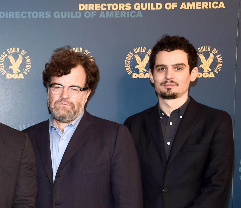 Damien Chazelle and Kenneth Lonergan Fredric March and Wallace Beery, Barbra Streisand and Katharine Hepburn, 'Franz Kafka's It's a Wonderful Life' and 'Trevor', 'Johnny Belinda' and 'The Treasure of the Sierra Madre', Diane Keaton and Marsha Mason, Tom Courtenay and Robert Duvall, Jodie Foster, Shirley MacLaine, and Sigourney Weaver, 'A Bug's Life' and 'The Prince of Egypt', Ron Howard and Baz Luhrmann, Amy Adams and Michelle Williams, Meryl Streep and Sandra Bullock, Damien Chazelle and Kenneth Lonergan, Lady Gaga and Glenn Close, Elton John and Jessie Buckley, Mikkel E.G. Nielsen (left) and Alan Baumgarten (right)