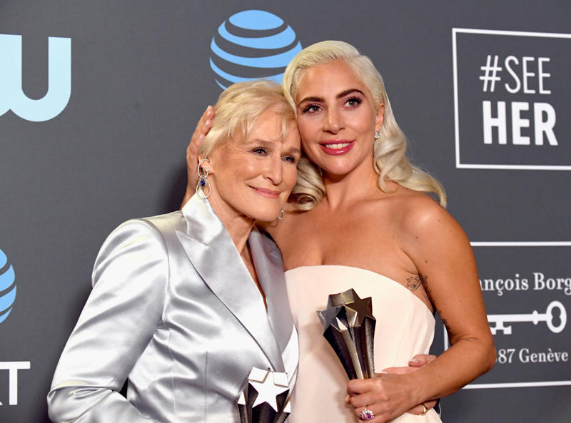 Lady Gaga and Glenn Close Fredric March and Wallace Beery, Barbra Streisand and Katharine Hepburn, 'Franz Kafka's It's a Wonderful Life' and 'Trevor', 'Johnny Belinda' and 'The Treasure of the Sierra Madre', Diane Keaton and Marsha Mason, Tom Courtenay and Robert Duvall, Jodie Foster, Shirley MacLaine, and Sigourney Weaver, 'A Bug's Life' and 'The Prince of Egypt', Ron Howard and Baz Luhrmann, Amy Adams and Michelle Williams, Meryl Streep and Sandra Bullock, Damien Chazelle and Kenneth Lonergan, Lady Gaga and Glenn Close, Elton John and Jessie Buckley, Mikkel E.G. Nielsen (left) and Alan Baumgarten (right)