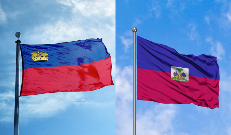 Liechtenstein and Haiti Indonesia and Monaco, Luxembourg and Netherlands, Chad and Romania, Senegal and Mali, Ireland and Ivory Coast, South Sudan and Kenya, Liechtenstein and Haiti, Bolivia and Ghana, Nicaragua and Argentina, Iraq and Egypt, Liberia and the United States of America