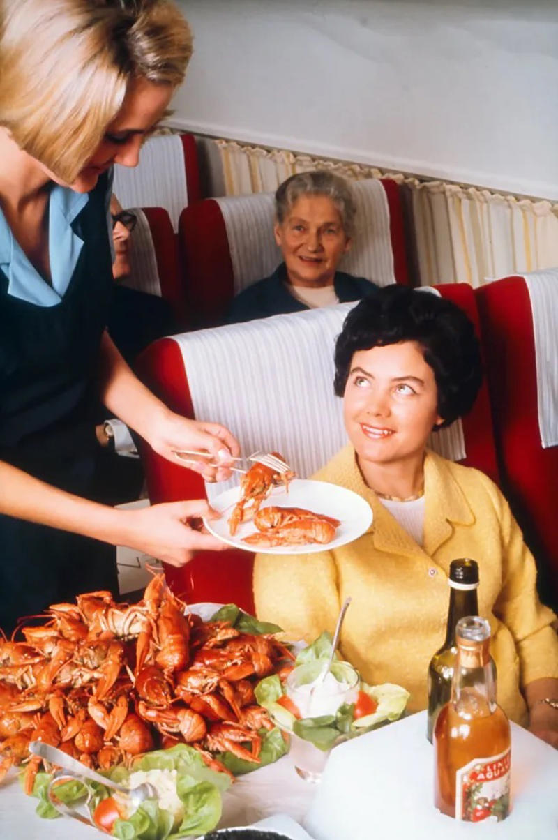 Lobster or Shrimp? Cabin Service, SAS DC-8-33, Meat or Seafood?, First Class, Lobster or Shrimp?, Fresh Bread, SAS Scandinavia, First Class Drinks, Great Service, Perfect Service, Balanced Meal, Pan Am Desserts, A Qantas Flight, Drink Service, A Pan Am 747 Cabin, Royal Viking
