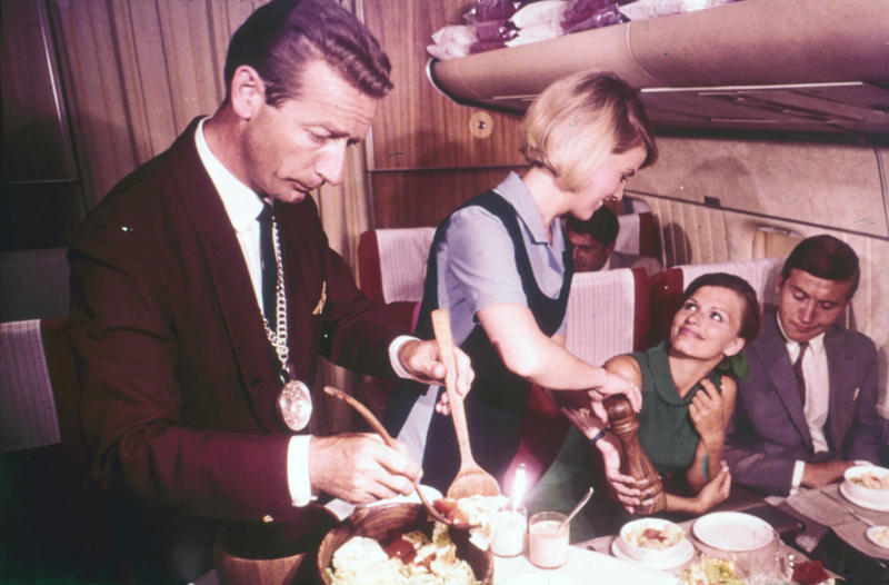 Cabin Service Cabin Service, SAS DC-8-33, Meat or Seafood?, First Class, Lobster or Shrimp?, Fresh Bread, SAS Scandinavia, First Class Drinks, Great Service, Perfect Service, Balanced Meal, Pan Am Desserts, A Qantas Flight, Drink Service, A Pan Am 747 Cabin, Royal Viking