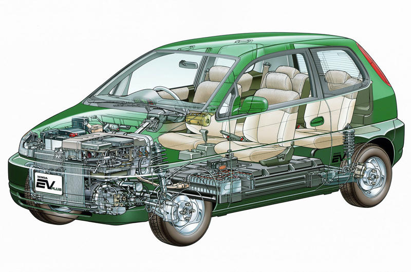 Honda EV Plus Audi e-tron, BMW 1602 Elektro-Antrieb, Buick Velite 5, Cadillac Lyriq, Chevrolet S-10 EV, Citroën AX Electrique, Dacia Spring, Fiat Panda Elettra, Ford Ranger EV, General Motors EV1, Honda EV Plus, Hummer EV Pickup, Hyundai BlueOn, Jaguar I-Pace, Kia Soul EV, Mercedes Electrique, Nissan Tama, Opel Elektro GT, Peugeot VLV, Polestar 2, Porsche P1, Renault Celtaquatre, Skoda EV truck, Smart fortwo ed, Tesla Roadster, Toyota RAV4 EV, Vauxhall Ampera, Volkswagen Elektro-Transporter, Volvo C30 Electric