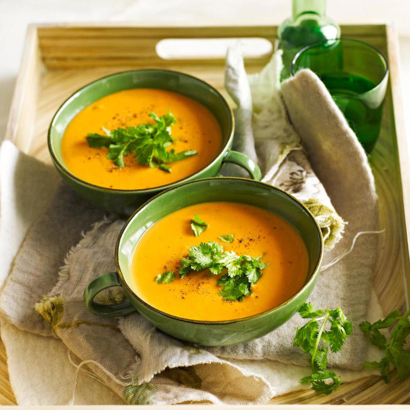 Can I freeze these soups?, Vegetable soup recipes to try,          Quick &amp; easy minestrone &amp; ravioli soup      ,          Quick &amp; easy potato soup with cheddar toasts      ,          Traditional Italian minestrone soup      ,          Smoky mushroom soup with garlic labne      ,          Indian-spiced red lentil and pumpkin soup      ,          Slow cooker curried lentil and tomato soup      ,          Potato and pea soup with pesto, ricotta cream and crispy croutons      ,          Slow-cooker coconut pumpkin soup      ,          Tuscan tomato bread soup      ,          Speedy tofu laksa      ,          Mushroom hot &amp; sour soup      ,          Broccoli and kale soup with lemon creme fraiche      ,          Roasted tomato soup with broccoli pesto      ,          Cauliflower cream soup with mushrooms      ,          Barley and vegetable soup with crunchy seeds      ,          Sweet corn soup with ginger      ,          Spinach, rocket &amp; pea soup with brie croûtes      ,          Spiced lentil and roasted kumara soup      ,          Tomato and fennel soup      ,          Spiced carrot soup with smoked almonds      ,          Cauliflower and parsnip soup      ,          Cream of celeriac soup      ,          Creamy sweet potato and fennel soup with parmesan wafers      ,          Ratatouille soup with pistou      ,          Moroccan vegetable soup with harissa      ,          Spiced pumpkin soup with cinnamon cream      ,          Potato soup with capsicum &amp; almonds      , What to serve with these vegetable soups, More vegetarian comfort meals