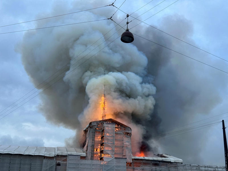 Copenhagen Old Stock Exchange fire, 2024 Temple of Artemis fire, 356 BCE, Library of Alexandria fire, 48 BCE, Old St Paul's fire, 1666, White House fire, 1814, Westminster Palace fire, 1834, Tuileries Palace fire, 1871, University of Leuven Library fire, 1914, The Crystal Palace fire, 1936, Hotel Polen fire, 1977, York Minster fire, 1984, Hampton Court Palace fire, 1986, World Trade Center fires, 2001, Brighton West Pier fire, 2003, Al-Madina Souq fire, 2012, Honey Run Covered Bridge fire, 2018, Copenhagen Old Stock Exchange fire, 2024
