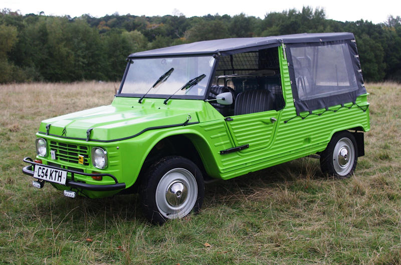 5. Citroën Méhari: 602cc 1. Fiat 600: 633cc, 2. Renault 3: 603cc, 3. Citroën Ami 6: 602cc, 4. Citroën LN: 602cc, 5. Citroën Méhari: 602cc, 6. smart: 599cc, 7. Fiat 126: 594cc, 8. DKW F1: 584cc, 9. BMW 600: 582cc, 10. Fiat 500 Topolino: 569cc, 11. Suzuki SC100: 539cc, 12. NSU Spider: 497cc, 13. Steyr-Puch 500: 493cc, 14. Morgan Runabout: 482cc, 15. Fiat Nuova 500: 479cc, 16. Citroën Dyane: 425cc, 17. Vespa 400: 393cc, 18. Citroën 2CV: 375cc, 19. Suzulight: 359cc, 20. Honda T360: 356cc, 21. Mazda R360: 356cc, 22. Subaru 360: 356cc, 23. Suzuki Fronte: 356cc, 24. Honda N360: 354cc, 25. Lloyd 350: 347cc, 26. Berkeley Sports: 322cc, 27. Lloyd 300: 293cc, 28. Renault Voiturette: 273cc, 29. Lloyd 250: 250cc, 30. Goggomobil: 245cc, 31. Isetta: 236cc, 32. Fuldamobil: 191cc, 33. Heinkel Kabine: 174cc, 34. Messerschmitt KR175: 173cc, 35. Invacar: 147cc, 36. Bond Minicar: 122cc, 37. Peel P50: 49cc, 38. Brütsch Mopetta: 48cc