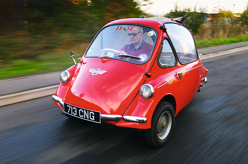33. Heinkel Kabine: 174cc 1. Fiat 600: 633cc, 2. Renault 3: 603cc, 3. Citroën Ami 6: 602cc, 4. Citroën LN: 602cc, 5. Citroën Méhari: 602cc, 6. smart: 599cc, 7. Fiat 126: 594cc, 8. DKW F1: 584cc, 9. BMW 600: 582cc, 10. Fiat 500 Topolino: 569cc, 11. Suzuki SC100: 539cc, 12. NSU Spider: 497cc, 13. Steyr-Puch 500: 493cc, 14. Morgan Runabout: 482cc, 15. Fiat Nuova 500: 479cc, 16. Citroën Dyane: 425cc, 17. Vespa 400: 393cc, 18. Citroën 2CV: 375cc, 19. Suzulight: 359cc, 20. Honda T360: 356cc, 21. Mazda R360: 356cc, 22. Subaru 360: 356cc, 23. Suzuki Fronte: 356cc, 24. Honda N360: 354cc, 25. Lloyd 350: 347cc, 26. Berkeley Sports: 322cc, 27. Lloyd 300: 293cc, 28. Renault Voiturette: 273cc, 29. Lloyd 250: 250cc, 30. Goggomobil: 245cc, 31. Isetta: 236cc, 32. Fuldamobil: 191cc, 33. Heinkel Kabine: 174cc, 34. Messerschmitt KR175: 173cc, 35. Invacar: 147cc, 36. Bond Minicar: 122cc, 37. Peel P50: 49cc, 38. Brütsch Mopetta: 48cc